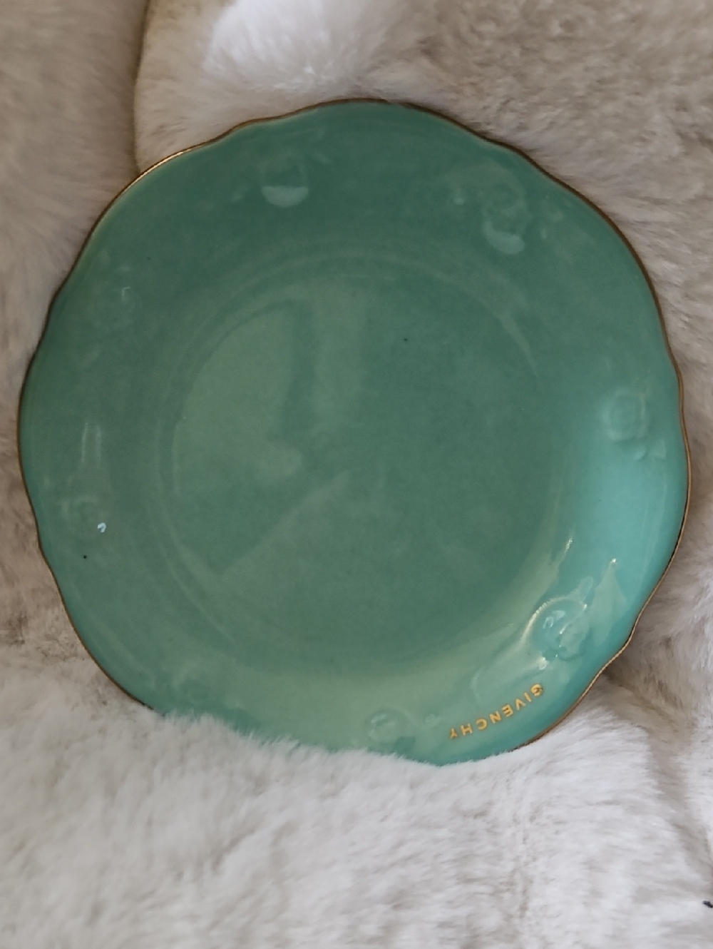 Givenchy Teal Plate with Gold Edge